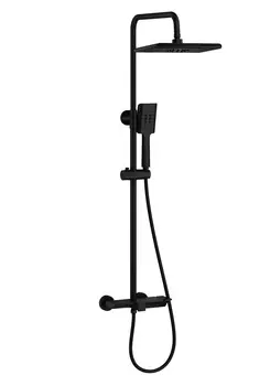 Душевая стойка WONZON & WOGHAND WW-AE33110-MB матовая черная, с изливом и термостатом