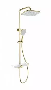 Душевая стойка WONZON & WOGHAND WW-B3098-A-BG брашированное золото, с термостатом