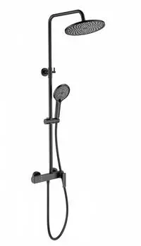 Душевая стойка WONZON & WOGHAND WW-B3517-MB матовая черная, с изливом