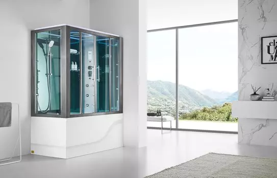 Душевой бокс SSWW 170x85 BU615R стекло прозрачное, профиль черный