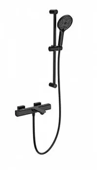 Душевой гарнитур WONZON & WOGHAND SOLID WW-C2011-A-MB с термостатом и изливом, черный