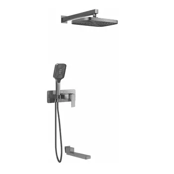 Душевой комплект Rose R1035T с изливом для ванны, оружейная сталь