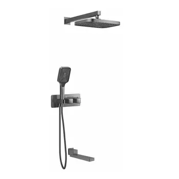 Душевой комплект Rose R1095T с термостатом и изливом для ванны, оружейная сталь