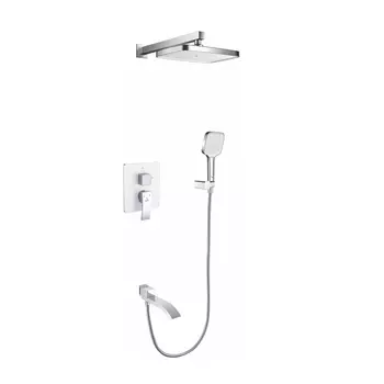 Душевой комплект Rose R1535F с изливом для ванны, белый, хром