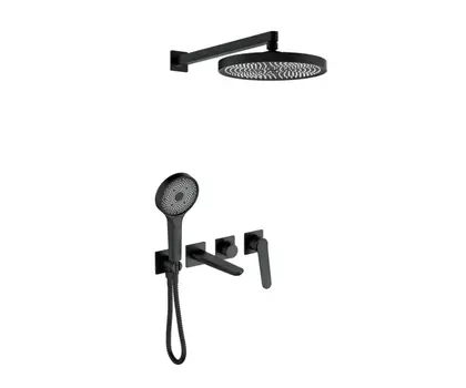 Душевой комплект Bronze de Luxe Icon 3009CB встраиваемый с изливом, черный матовый