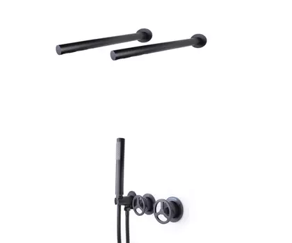 Душевой комплект Bronze de Luxe Liberty 5011B-F встраиваемый без излива, черный матовый