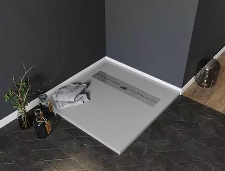 Душевой поддон Aquanet Delight 90х90 из литьевого мрамора, серый