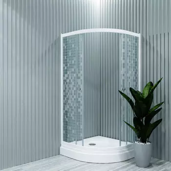 Душевой уголок 100х100 Тритон Мозаика Щ0000061791 с рисунком стёкла, профиль белый