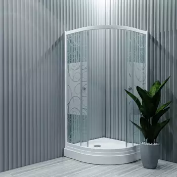 Душевой уголок 100х100 Тритон Узоры Щ0000025928 с рисунком стёкла, профиль белый