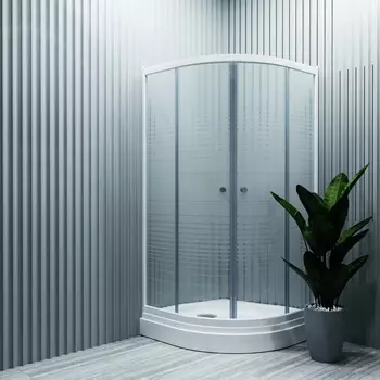 Душевой уголок 90х90 Тритон Полосы Щ0000061805 с рисунком стёкла, профиль белый