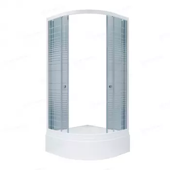 Душевой уголок 90х90 Тритон Полосы Щ0000061811 с рисунком стёкла, профиль белый