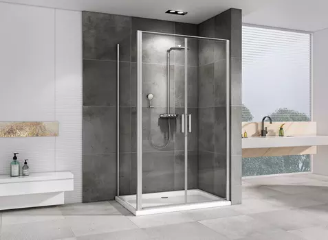 Душевой уголок Abber Sonnenstrand 100x85 AG04100C-S85 стекло прозрачное, профиль хром, без поддона