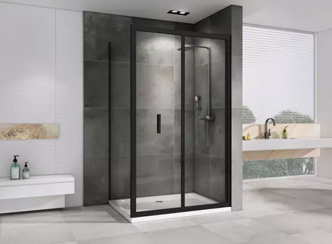 Душевой уголок Abber Sonnenstrand 90x85 AG07090B-S85B стекло прозрачное, профиль черный, без поддона