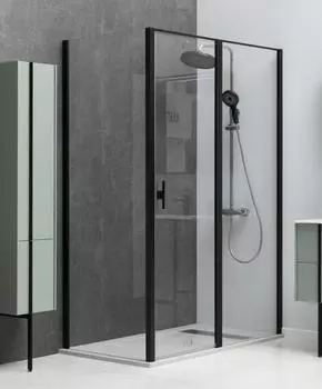 Душевой уголок Allen Brau Priority 90x90 3.31003.BBA + 3.31018.BBA стекло прозрачное, профиль черный