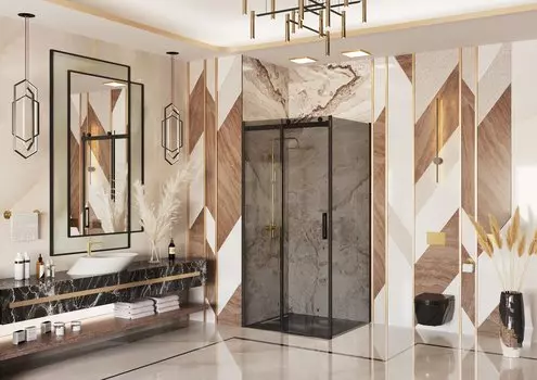 Душевой уголок Ambassador Benefit 120x80 19022201HBB-80HBB стекло тонированное, профиль черный, без поддона