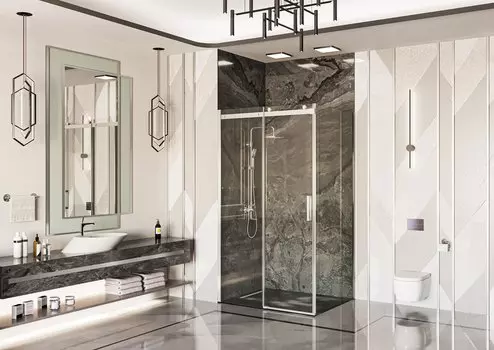 Душевой уголок Ambassador Benefit 130x80 19021102HX-80HX стекло прозрачное, профиль хром, без поддона