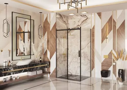 Душевой уголок Ambassador Benefit 140x110 19021203HB-110HB стекло прозрачное, профиль черный, без поддона