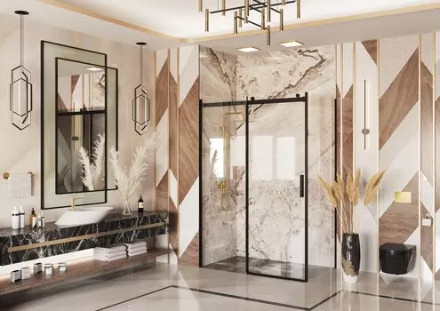 Душевой уголок Ambassador Benefit 160x80 19021205HB-80HB стекло прозрачное, профиль черный, без поддона