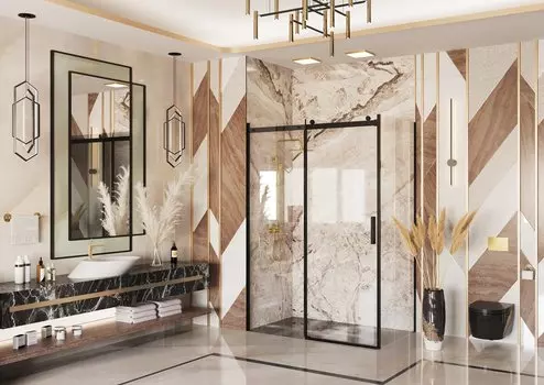 Душевой уголок Ambassador Benefit 160x90 19021205HB-90HB стекло прозрачное, профиль черный, без поддона