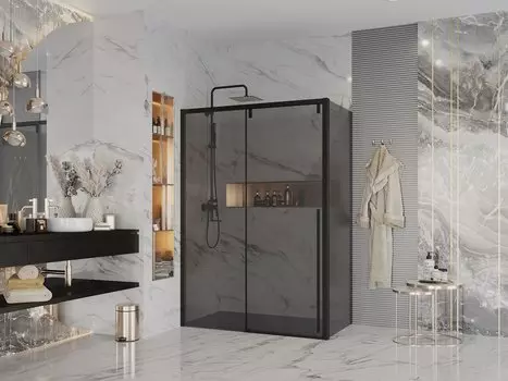 Душевой уголок Ambassador Intense 130x100 110022202IBB-100IBB стекло тонированное, профиль черный, без поддона