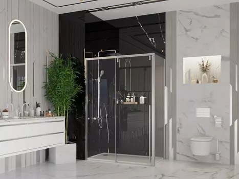 Душевой уголок Ambassador Intense 160x100 110021105IX-100IX стекло прозрачное, профиль хром, без поддона