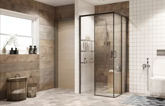 Душевой уголок Ambassador Queen Black 90х90 см 11011203Black стекло прозрачное, профиль черный