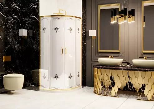 Душевой уголок Ambassador Royal 90x90 18015306 стекло матовое, профиль золото, без поддона