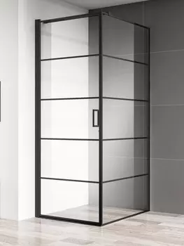 Душевой уголок AQUAme 80х80 AQM5215-LH-8 стекло прозрачное, профиль черный матовый