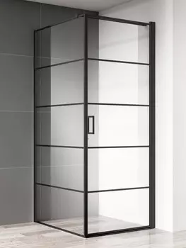 Душевой уголок AQUAme 80х80 AQM5215-RH-8 стекло прозрачное, профиль черный матовый