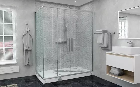 Душевой уголок AvaCan FC2 170-190 + SC90 170/190x90 стекло прозрачное, профиль хром, без поддона