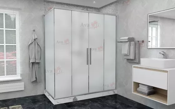 Душевой уголок AvaCan FC2 170-190 + SC 80 MT 170/190x80 стекло матовое, профиль хром, без поддона
