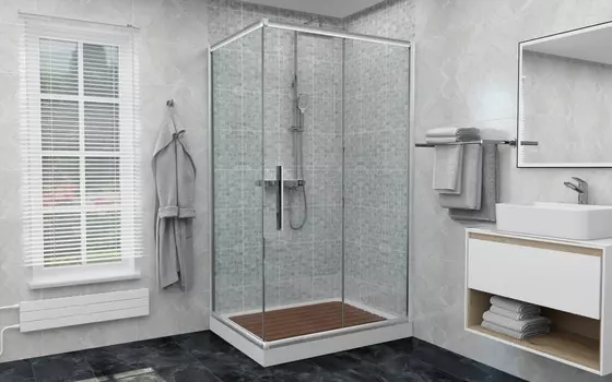 Душевой уголок AvaCan FС 120-140 + SС 80 120/140x80 стекло прозрачное, профиль хром, без поддона