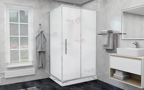 Душевой уголок AvaCan FС 120-140 + SС 90 MT 120/140x90 стекло матовое, профиль хром, без поддона