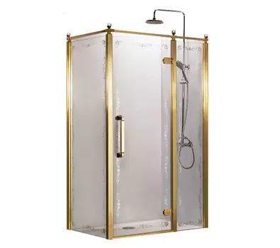 Душевой уголок Azario Ontario 90x120 AZ-NBB1231-R 900 GOLD без поддона, стекло матовое с узором, профиль золото