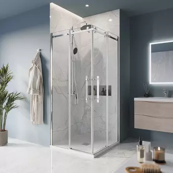 Душевой уголок BelBagno Marino 100x100 MARINO-A-2-100-C-CR стекло прозрачное, профиль хром, без поддона
