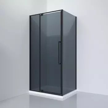 Душевой уголок Black&White 100х100 S812 BG-1000x1000 стекло тонированное, профиль черный, без поддона