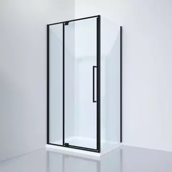 Душевой уголок Black&White 90x90 S812 BC-900x900 стекло прозрачное, профиль черный, без поддона