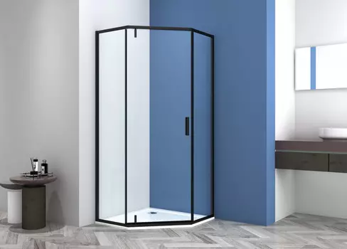 Душевой уголок CeramaLux 90x90 CL1006B-90 стекло прозрачное, профиль черный матовый