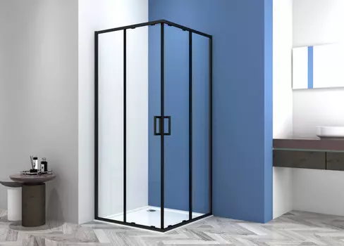 Душевой уголок CeramaLux 90x90 CL902B-90 стекло прозрачное, профиль черный матовый