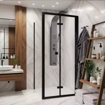 Душевой уголок Ceruttispa 90x90 BELLA ZQD91B без поддона, стекло прозрачное, профиль черный