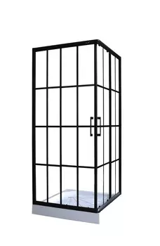 Душевой уголок Ceruttispa 87x87 Muza90 стекло прозрачное с рисунком, профиль черный