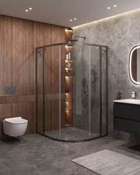 Душевой уголок Cezares MOLVENO 120x110 MOLVENO-RH-11-120/110-C-GM-IV стекло прозрачное, профиль оружейная сталь