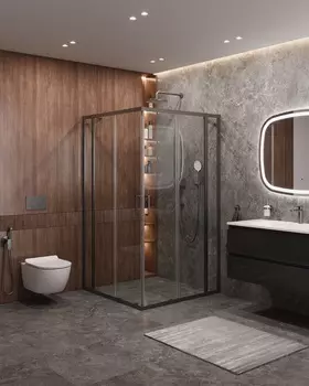 Душевой уголок Cezares MOLVENO 120x120 MOLVENO-A-22-90+30-C-GM-IV стекло прозрачное, профиль оружейная сталь