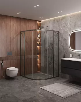 Душевой уголок Cezares MOLVENO 120x120 MOLVENO-R-11-90+30-C-GM-IV стекло прозрачное, профиль оружейная сталь