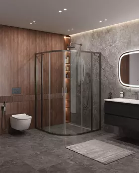 Душевой уголок Cezares MOLVENO 120x120 MOLVENO-R-22-100+20-C-GM-IV стекло прозрачное, профиль оружейная сталь