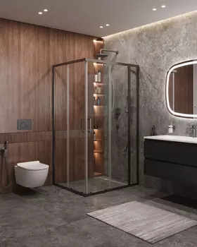 Душевой уголок Cezares MOLVENO 120x90 MOLVENO-AH-21-90+30-C-GM-IV стекло прозрачное, профиль оружейная сталь