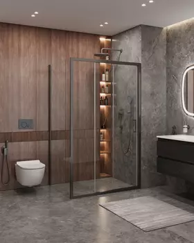 Душевой уголок Cezares MOLVENO 120x90 MOLVENO-AHF-31-120/90-C-GM-IV стекло прозрачное, профиль оружейная сталь