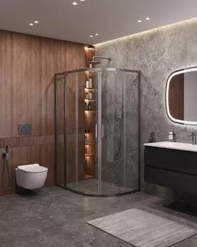 Душевой уголок Cezares MOLVENO 120x90 MOLVENO-RH-2-120/90-C-GM-IV стекло прозрачное, профиль оружейная сталь