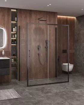 Душевой уголок Cezares MOLVENO 150x90 MOLVENO-AH-12-150/90-C-GM-IV стекло прозрачное, профиль оружейная сталь