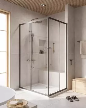 Душевой уголок Cezares Relax 304 120x90 RELAX-304-AH-2-120/90-C-GM стекло прозрачное, профиль оружейная сталь, без поддона